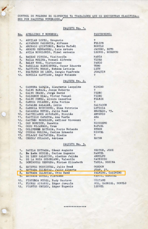  Fragmento del Diario Militar en donde aparecen el nombre de Otto Estrada. 